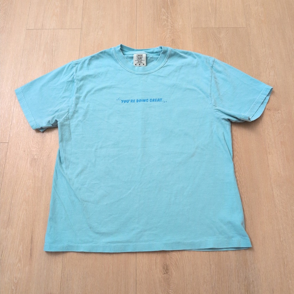 Comfort Colors Medium Blue Graphic Shirt Doing My Best Letting God Do The Rest